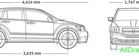Dodge Caliber (2006) - drawings (drawings) of the car